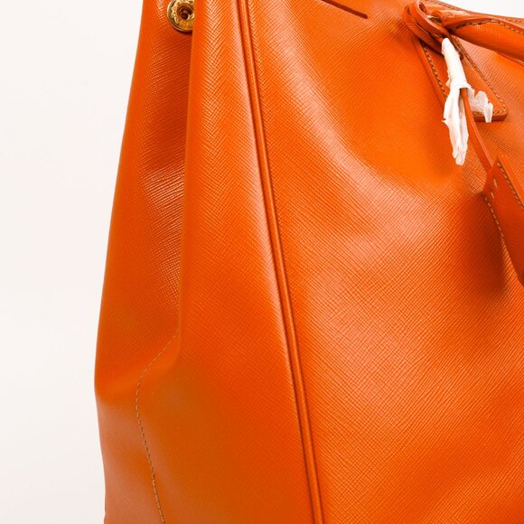 Prada Orange Papaya Saffiano Lux Tote Bag BN1844 - Picture 10 of 15